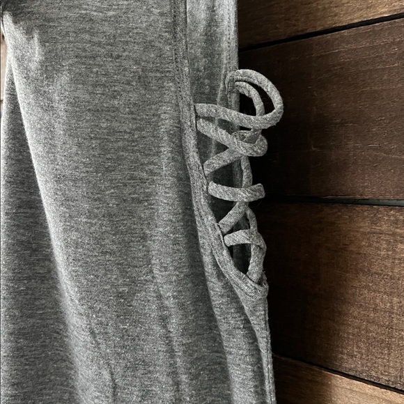 Free People Beach Women's Cutout Side Double Split Maxi Dress Gray Criss Cross M - Picture 3 of 7